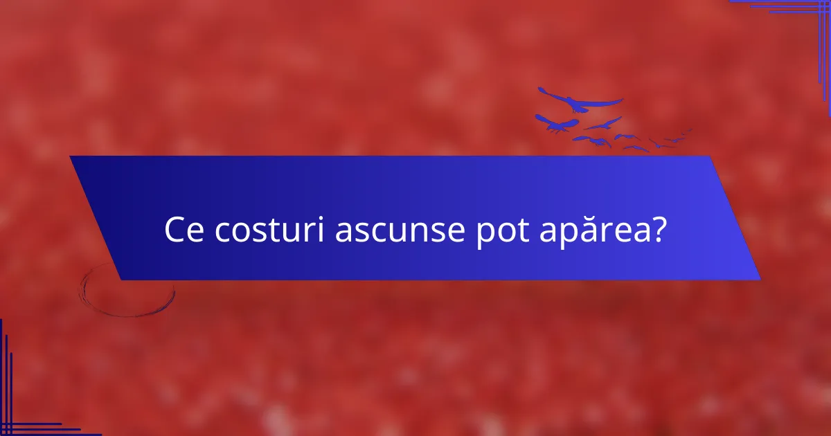 Ce costuri ascunse pot apărea?