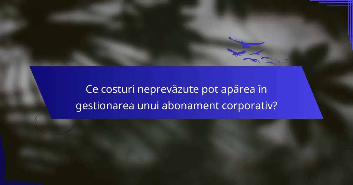 Ce costuri neprevăzute pot apărea în gestionarea unui abonament corporativ?