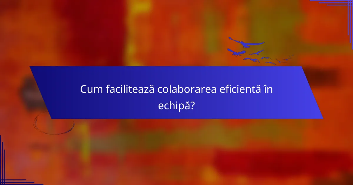 Cum facilitează colaborarea eficientă în echipă?